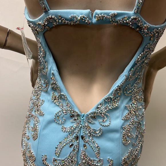 Montage by MON Cheri mermaid mock neck embroidered low back long gown - Picture 8 of 16